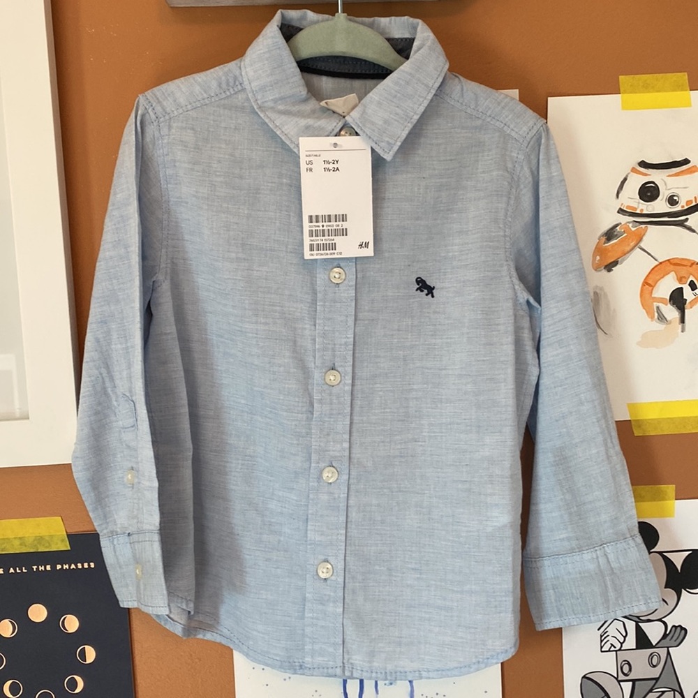 NWT H&M blue button down - Picture 4 of 4